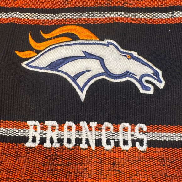 Denver Broncos Woven Backpack with Drawstring and Button Closure Black & Orange - Picture 2 of 5